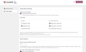 Adaptive bitrate settings
