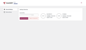 Settings page of godam