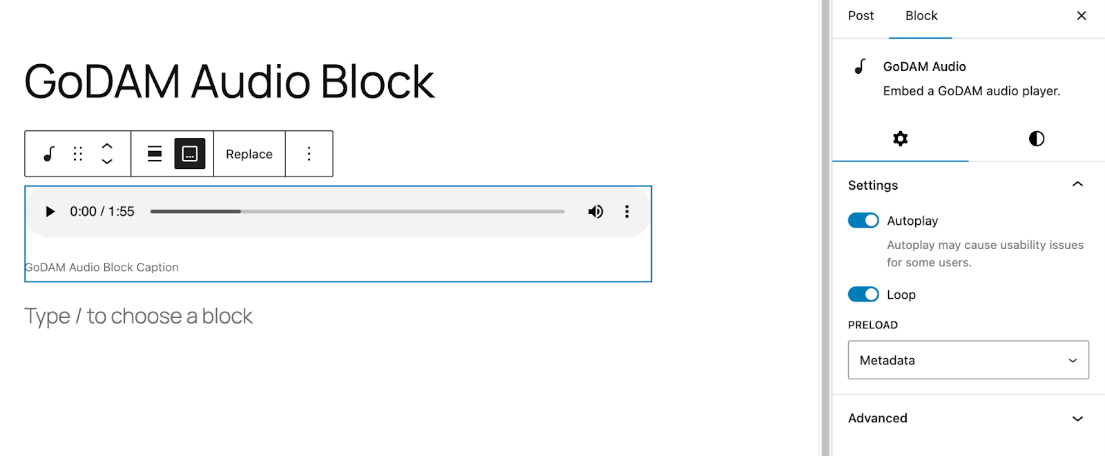 godam-audio-block