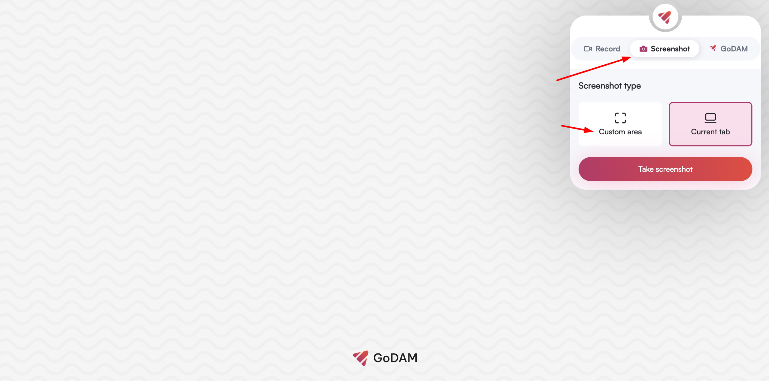 Capture screenshots on Chrome extension using GoDAM