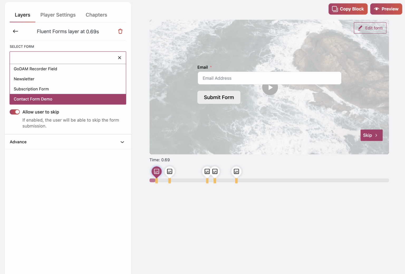 Fluent forms integration - GoDAM