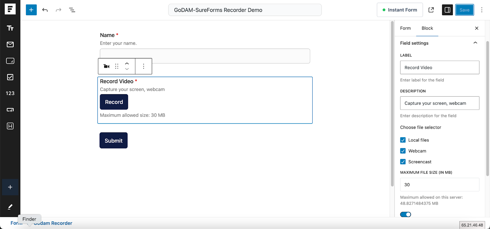 sureform-recorder-form
