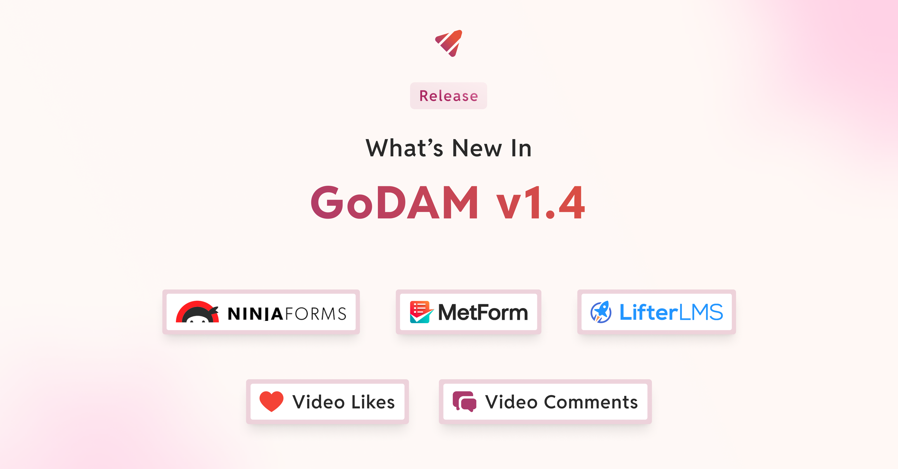 GoDAM 1.4 now supports Ninja Forms, MetForm, LifterLMS, video likes and comments