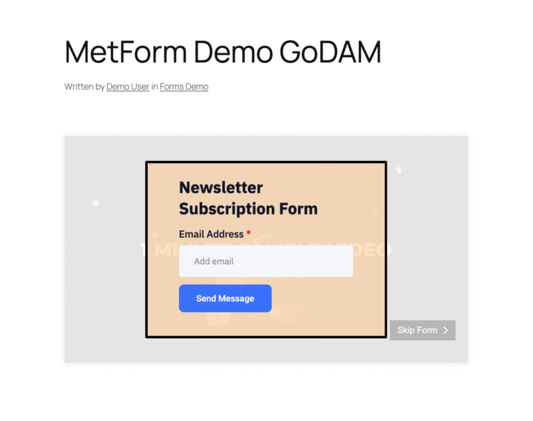 Color Message Metform MetForm integration - GoDAM