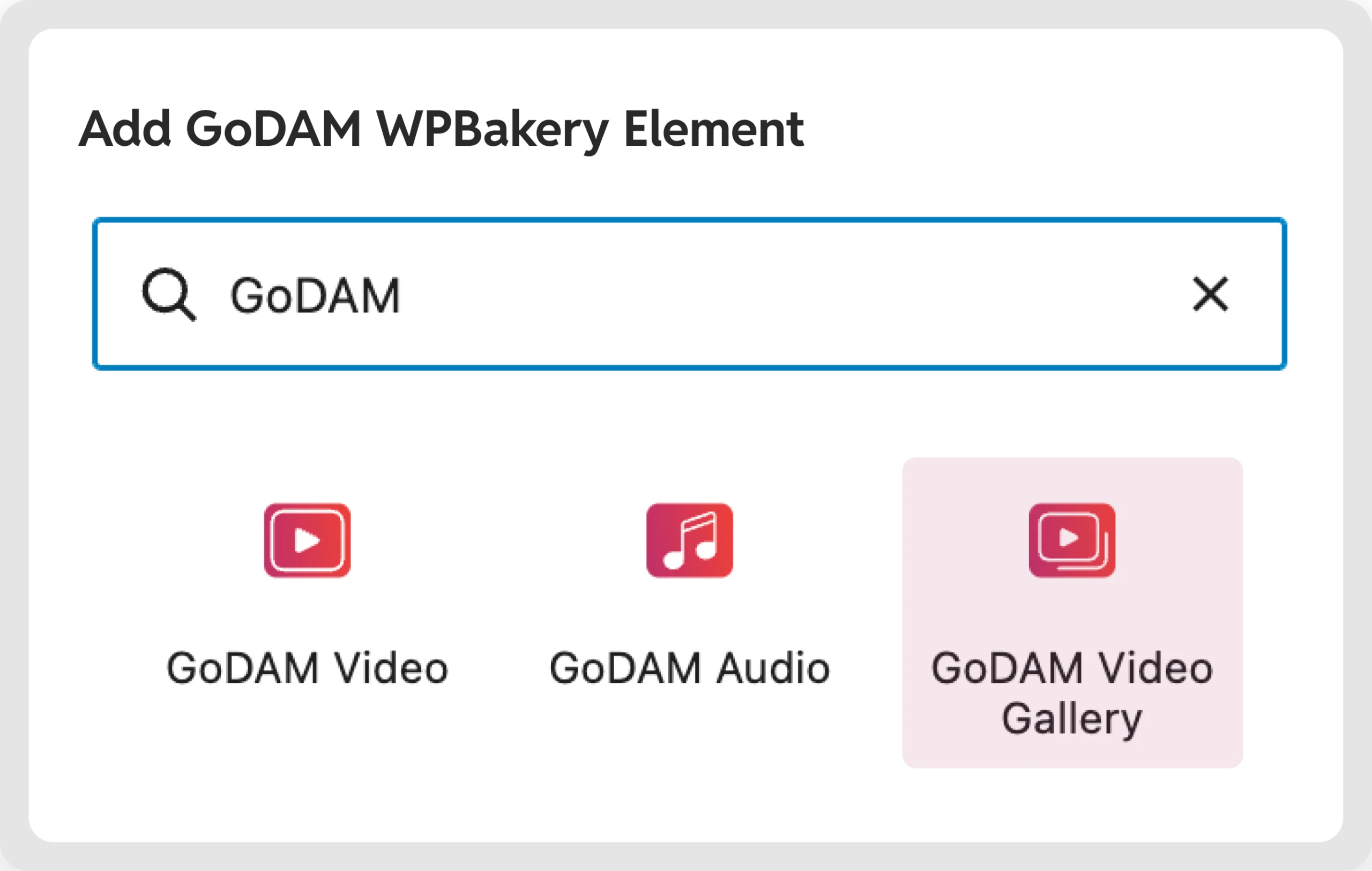 Add GoDAM WPBakery Element