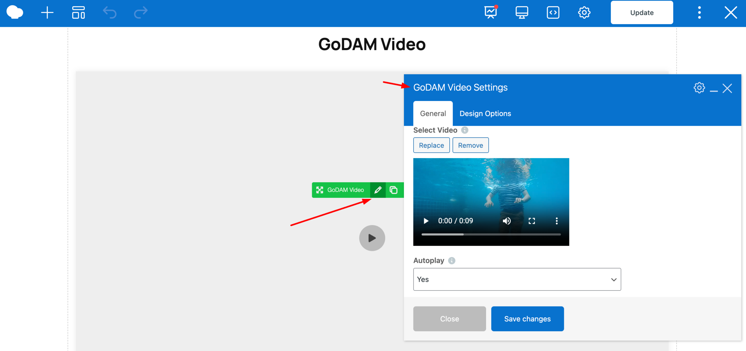GoDAM WPBakery video edit
